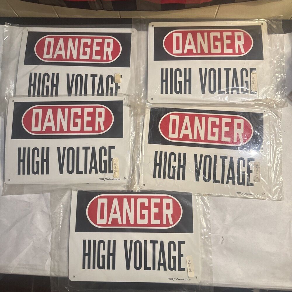 Danger High Voltage Safety Sign Polyester Self Sticking  Lot of 5 T&B/Westline